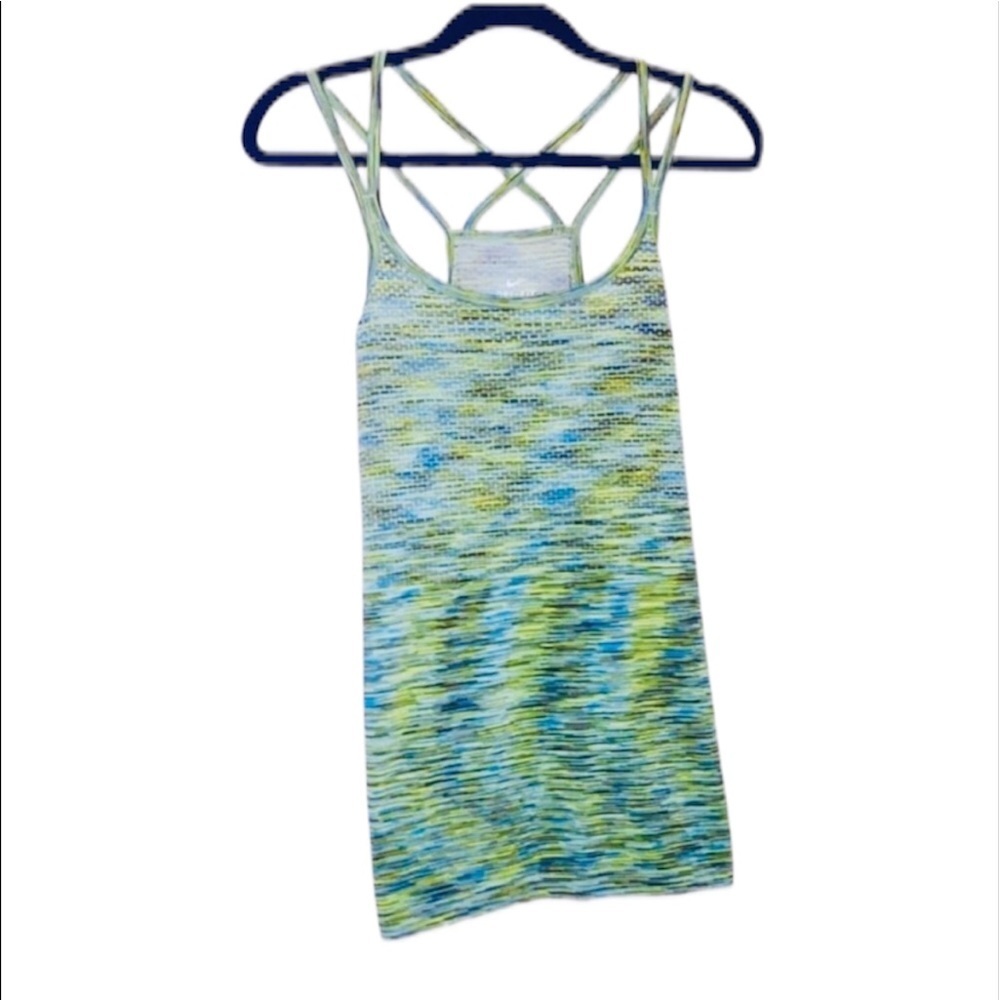 NWT Nike: Large Dri-Fit Green Striped Cross BackWorkout Tank